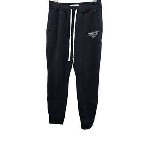 Abercrombie & Fitch Men's S Black Jogger Sweatpants Drawstring Waist & Embroider